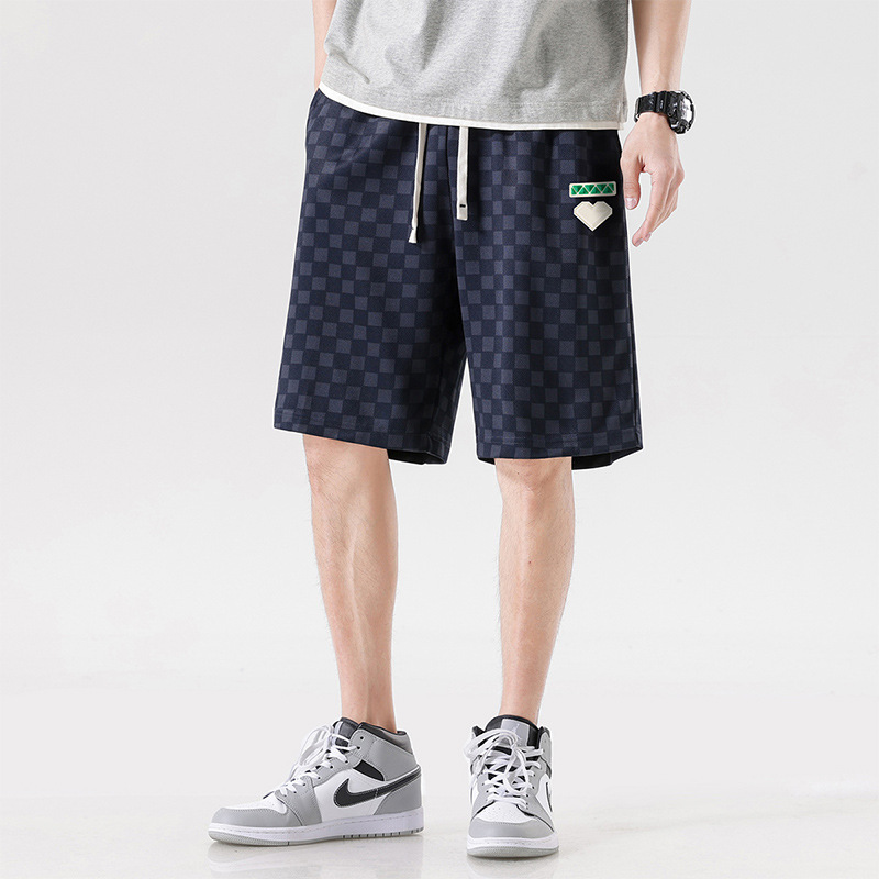 Chessboard Plaid Shorts Men's Summer Thin Korean Trend Home Casual Pants Fashion Brand Loose Five-Point Pants