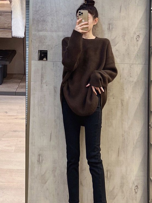 法式软糯加厚打底针织衫女装2023秋冬季新款保暖慵懒风毛衣潮