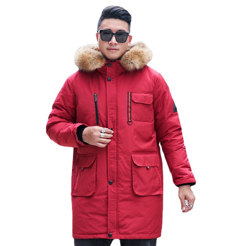 Plus-Sized plus Size Men's down Jacket Weight-Catcher King Size Mid-Length Big Fur Collar Winter Coat Trendy One Piece Dropshipping