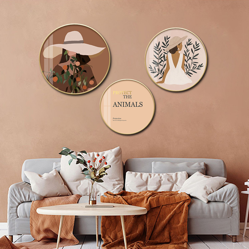 Nordic Decorative Painting Ins Style Fresh Living Room Sofa Background round Hallway Instafamous Store Bedroom Bedside Painting