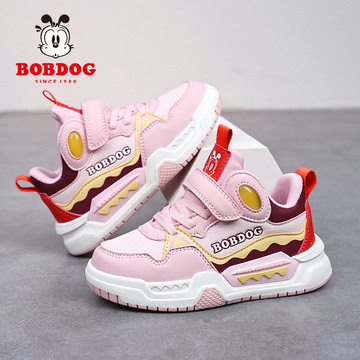 巴布豆童鞋女童运动鞋春秋新款低帮板鞋皮面儿童鞋子男女孩休闲鞋