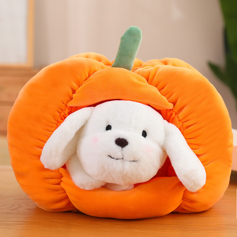 Cute Pumpkin Nest Plush Toy Creative Pumpkin Puppy Kitten Living Room Decoration Sofa Cushion