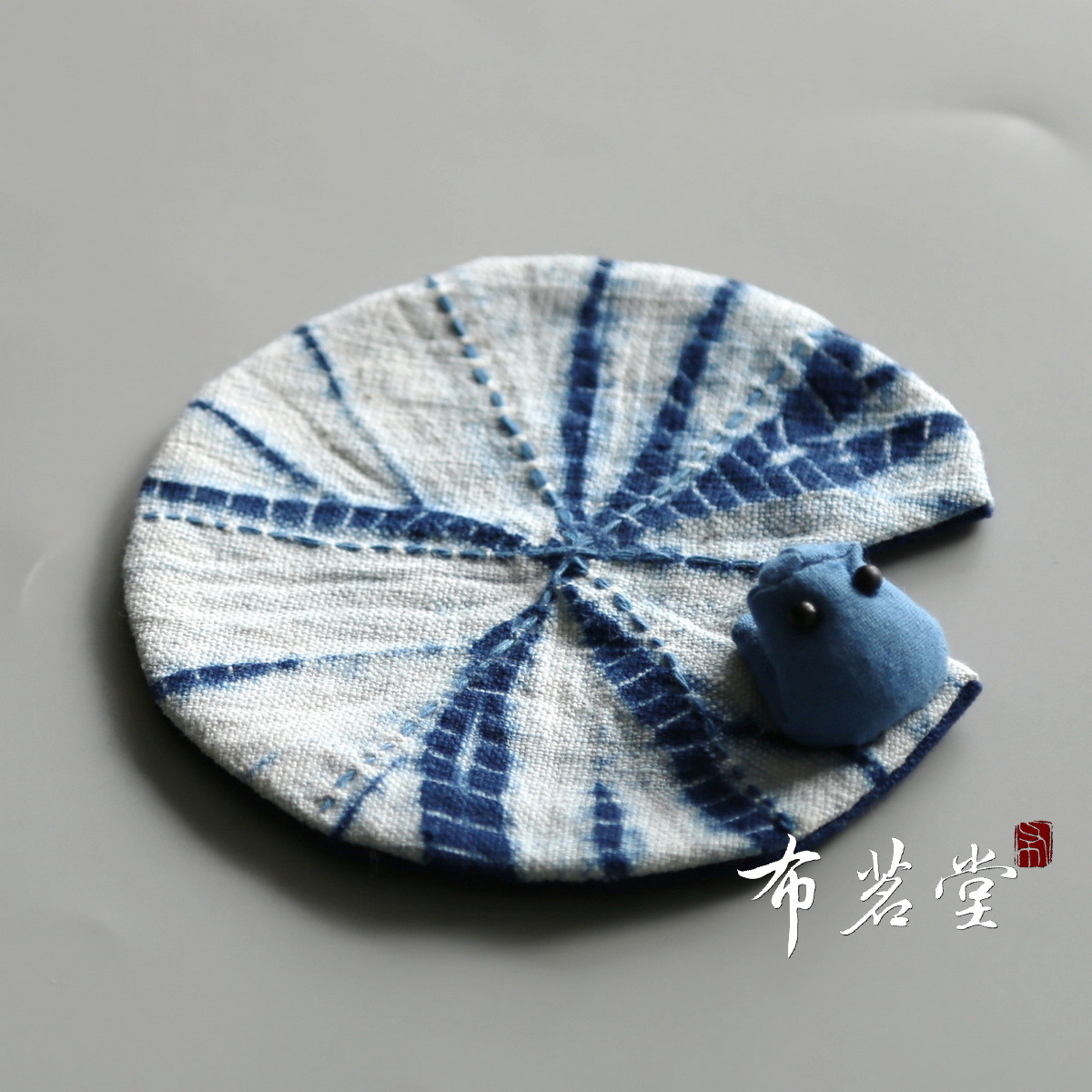布茗堂 蓝染立体小动物卡通萌宠布艺杯垫 手工扎染刺绣纯棉茶杯垫