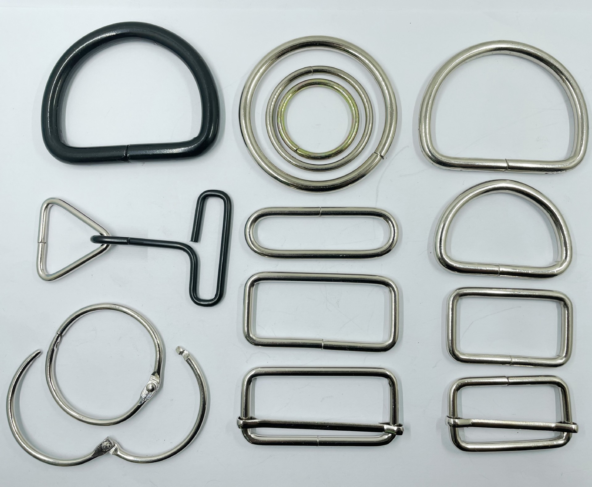 厂家直销 金属方扣d扣金属半圆拉芯扣圆环铁环三档扣批发