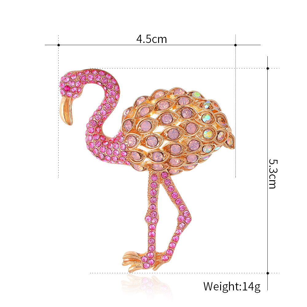 European and American New Style Full Diamond Flamingo Brooch Fashion Animal Pin Corsage Women's Clothing Accessories Pin Anti-Exposure