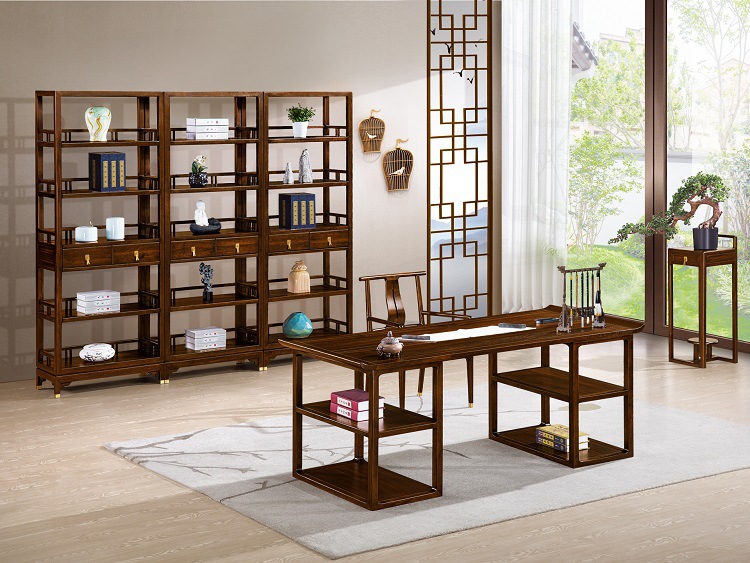 现代新中式乌金木办公桌书桌写字台书房书画桌椅组合简约书画案台