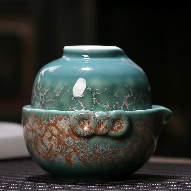 一件代发苏氏陶瓷旅行茶具窑变快客杯便携式随手泡茶具茶杯批发