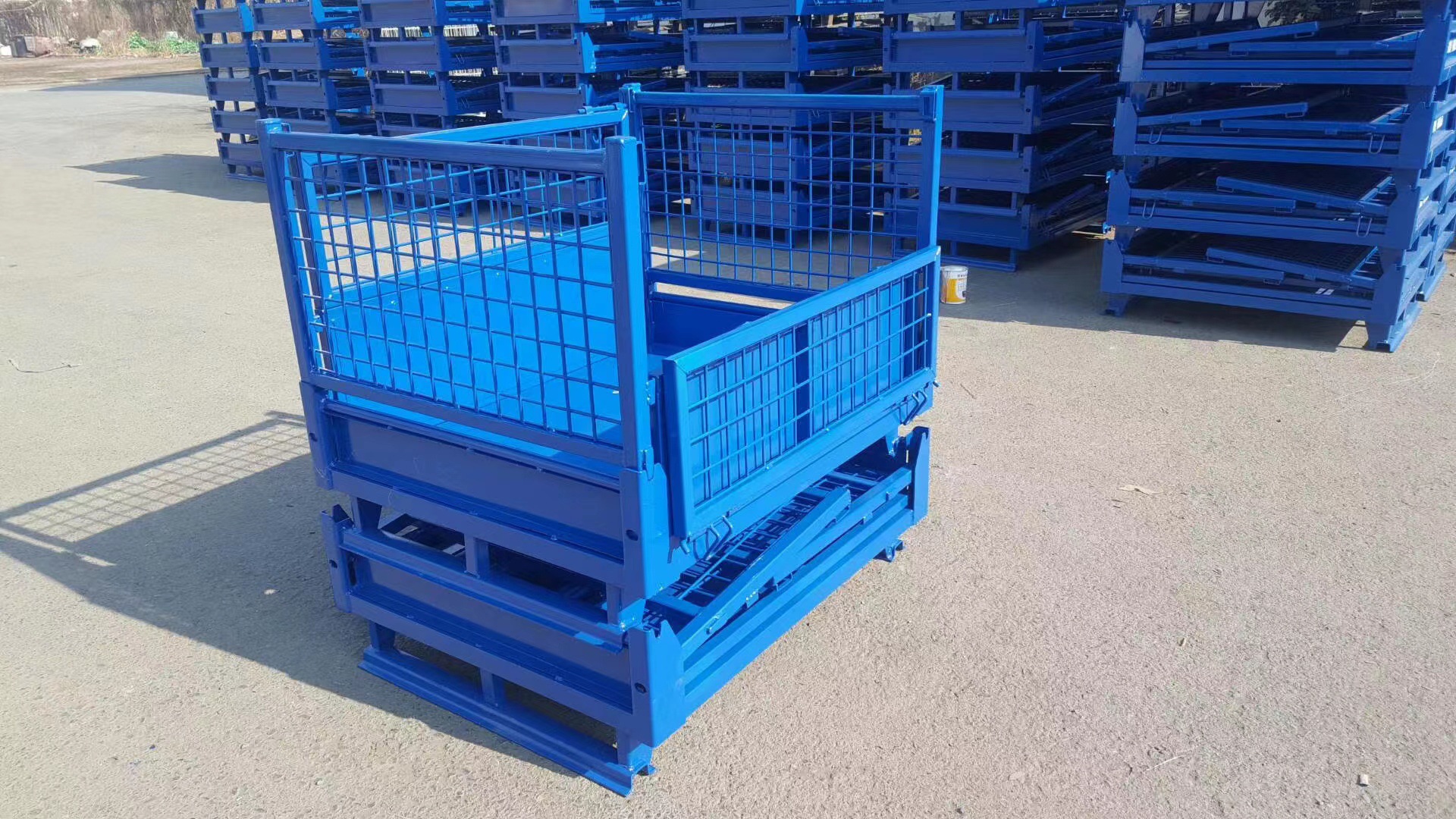 重型金属周转箱铁框 可折叠式可堆高网箱笼仓储笼企业采购