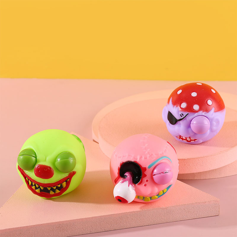 Cross-Border Creative Halloween Skull Squeeze Eye-Popping Funny Squeezing Toy Whole Person Vent Pressure Reduction Toy Wholesale