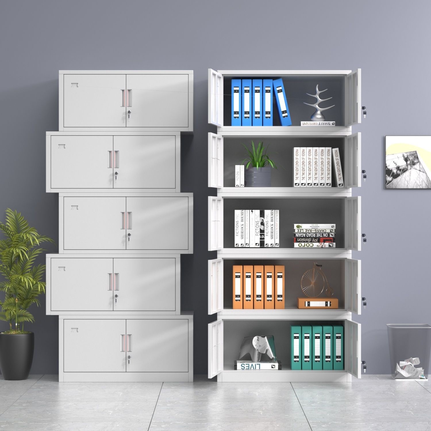 加厚五节铁皮档案柜文件柜带锁凭证顶柜财务柜子办公室储物资料柜