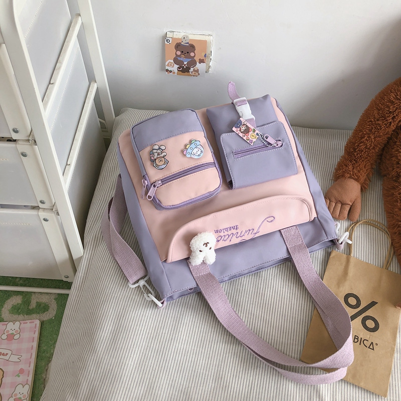 Large Capacity Student Tuition Bag Hand Carry Book Bags Elementary School Students' Handbag Junior High School Students Canvas Bag Tuition Bag Girl's