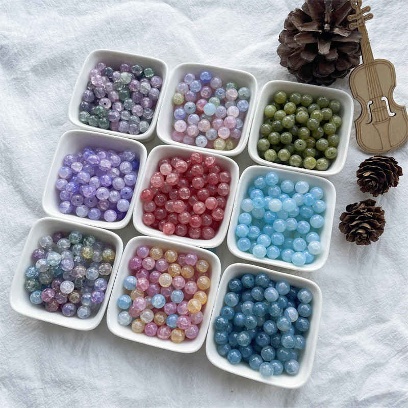 Ins Wind Gradient Micro Glass Bead Ice Crack Scattered Beads Wholesale DIY Bracelet Necklace Accessories Handmade Beaded Material