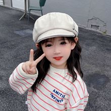 韩版儿童帽子春秋款女童贝雷帽八角帽男宝宝绣字帽冬季时尚画家帽