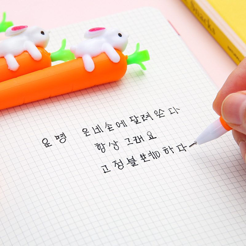Cute Rabbit Carrot Gel Pen Cartoon Shape Ball Pen Student Studying Stationery Supplies Exam Signature Pen