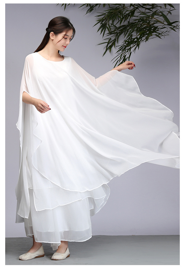 清仓特价 雪纺文艺复古茶服禅舞服连衣裙女禅舞服禅修服居士打坐