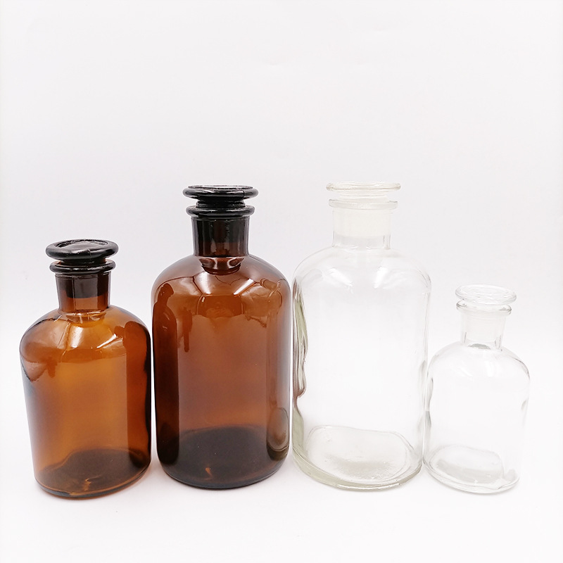 包邮试剂瓶玻璃细口瓶透明棕色磨砂密封带盖实验室玻璃器皿试剂瓶