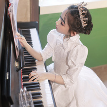 女童礼服2024春季新款简约甜美中式儿童钢琴演奏礼服小主持人礼服
