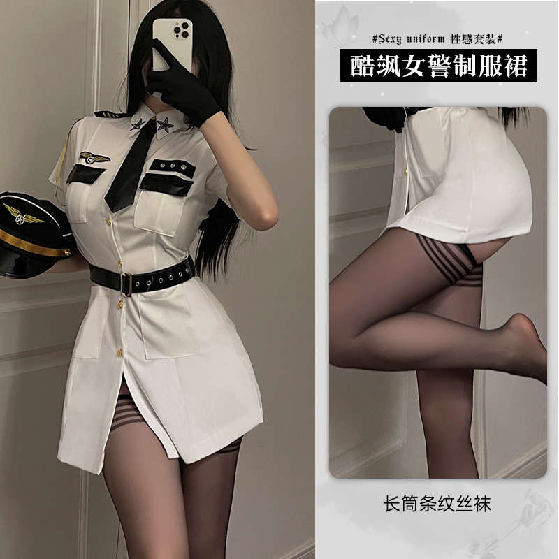 Duti Sexy Policewoman Uniform Seductive Sexy Lingerie Role Playing Stewardess Hot Free off Passion Suit