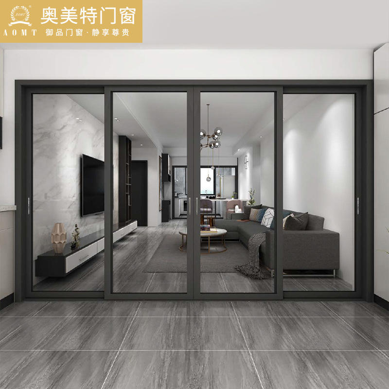 佛山重型铝合金推拉门厨房卫生间玻璃移门阳台吊轨三联动隔断门