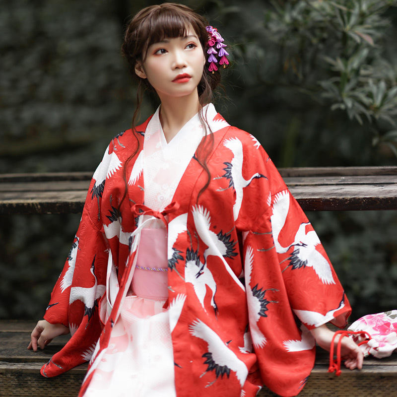 日本和服羽织外套开衫改良版日式和服正装秋冬后料不易皱材质套装