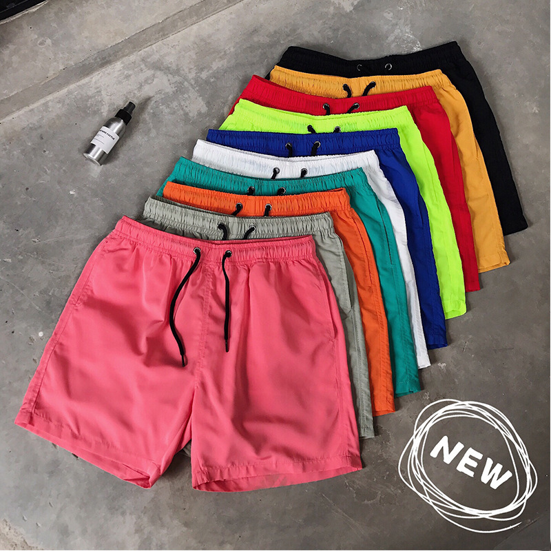 2024 summer men‘s casual shorts candy color fifth pants men‘s foreign trade sports loose quick-drying thin beach pants
