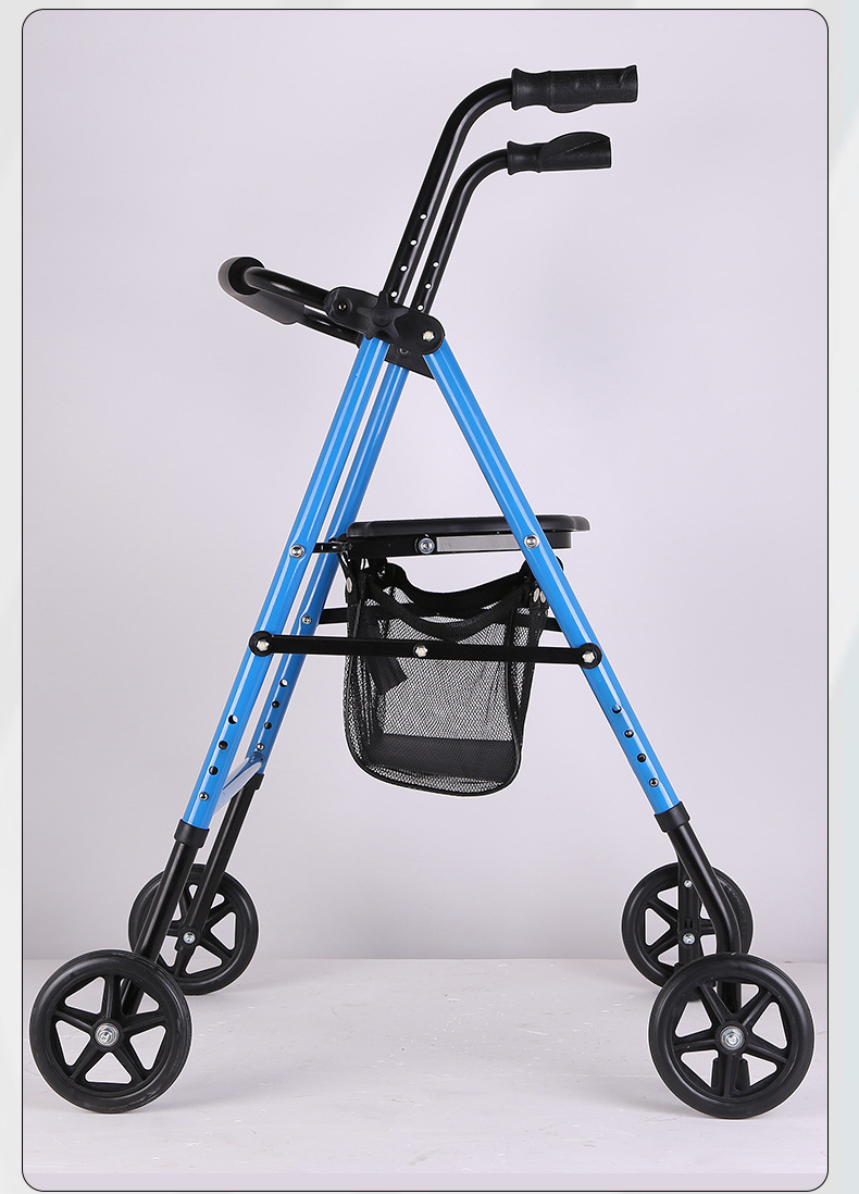 老人助行器手推车可推可坐购物车老年休闲四轮买菜车带座椅小拉车