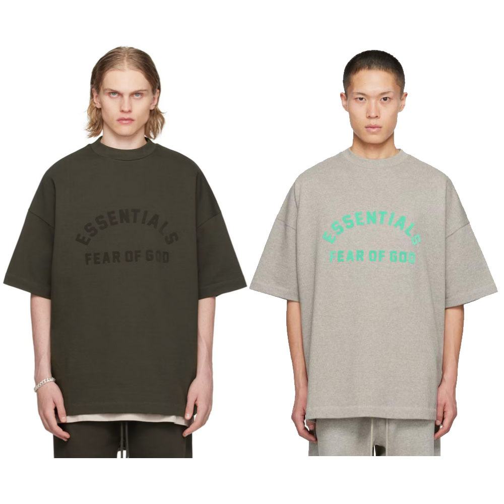 欧美潮牌essentials fog绒面字母logo宽松短袖t恤男女同款情侣款