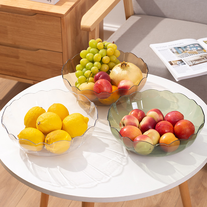High Transparent Fruit Plate Living Room Home Coffee Table Candy Plate Dried Fruit and Melon Seeds Snack Dish Simple and Light Luxury Style Pet New