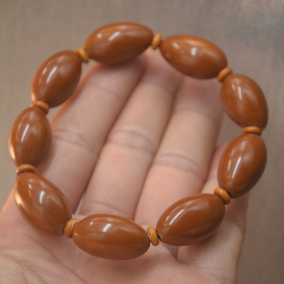 橄榄核手串文玩素珠橄榄核老油核光珠手串核雕原料橄榄胡核男女链
