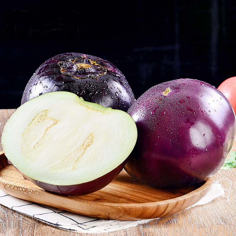 10斤包邮山东新鲜圆茄子紫茄子农家自种黑嫩长茄蔬菜包邮-阿里巴巴