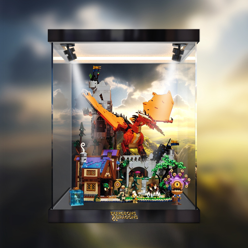 展示盒适用乐高ideas系列21348龙与地下城:红龙的故事积木收纳罩