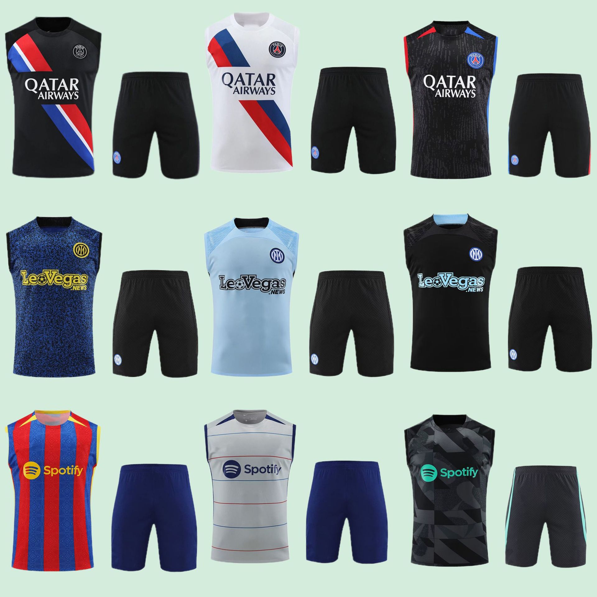 巴萨足球背心训练服无袖训练服套装国米巴黎-阿里巴巴