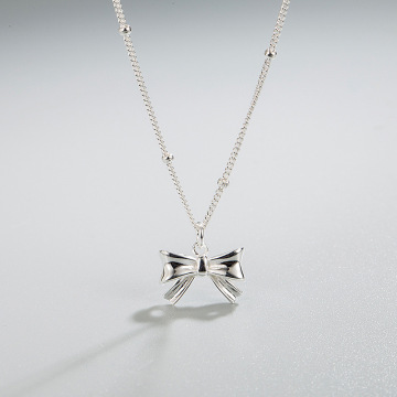 韩版 ins小众s925纯银蝴蝶结项链女简约气质百搭锁骨链小红书同款