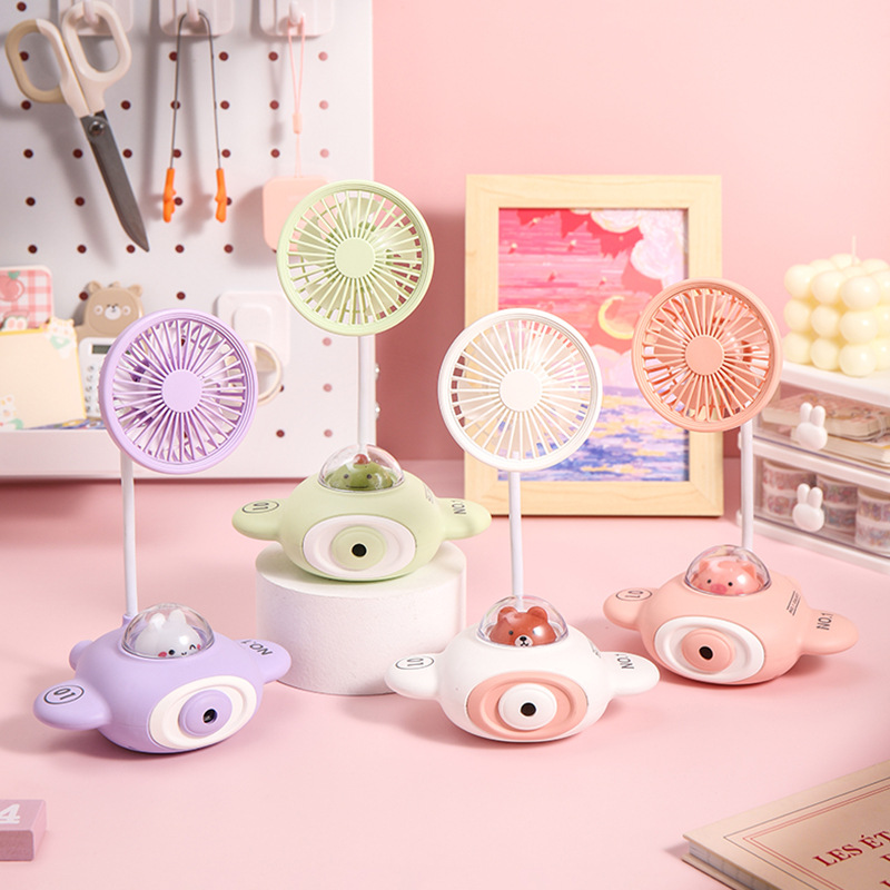 Cross-Border Aircraft Fan Usb Rechargeable Children Ambience Light Students Do Homework Pencil Sharpener Desktop Fan Gift