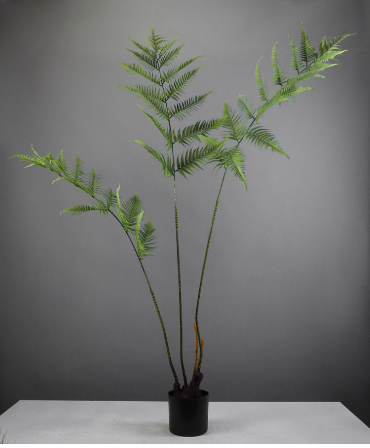 仿真蕨草树盘栽自然森林系金丝禅意猴头蕨绿植装饰庭院景观摆设