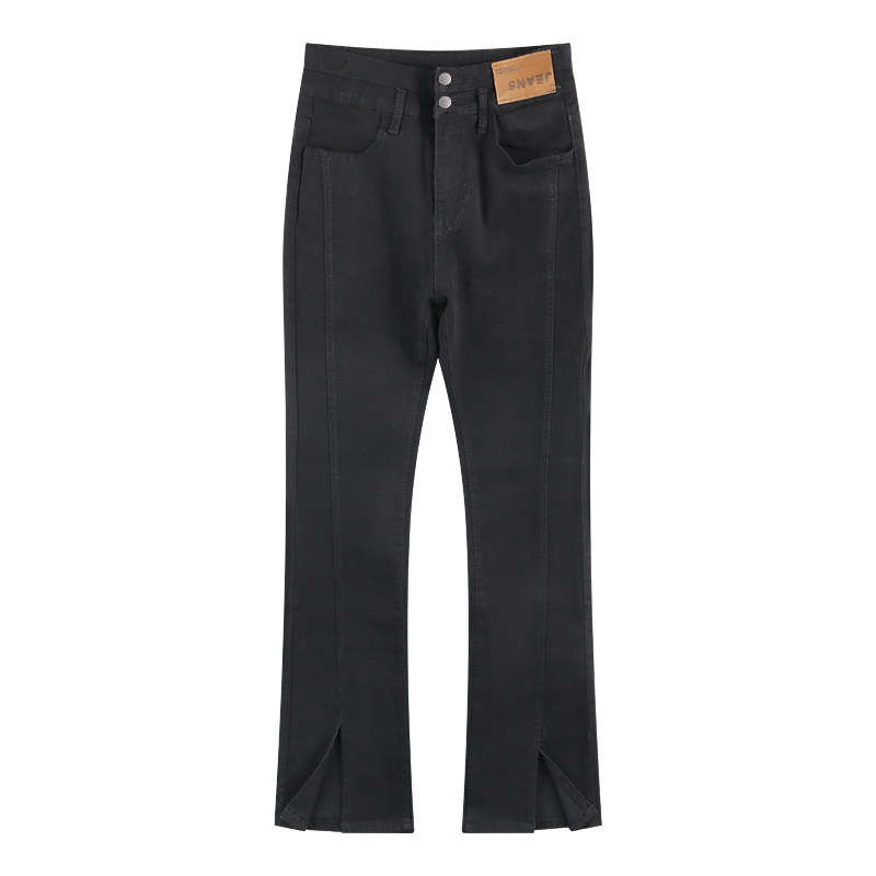   High Waist ong Jeans Women's Spring Clothes 2022 New Small Design Sense Niche Split Chic Bell-Bottom Pants