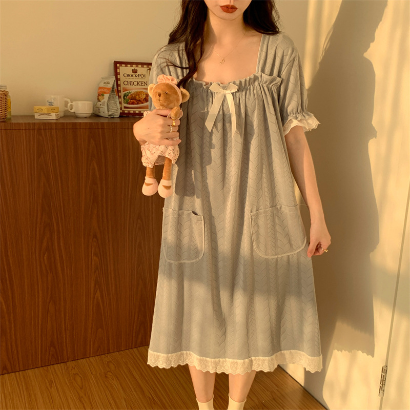 Foreign Trade Pajamas Women's Nightdress Summer Sweet Cute Style Fat mm 100.00kg plus-Sized plus Size Home Wear Can Be Worn outside