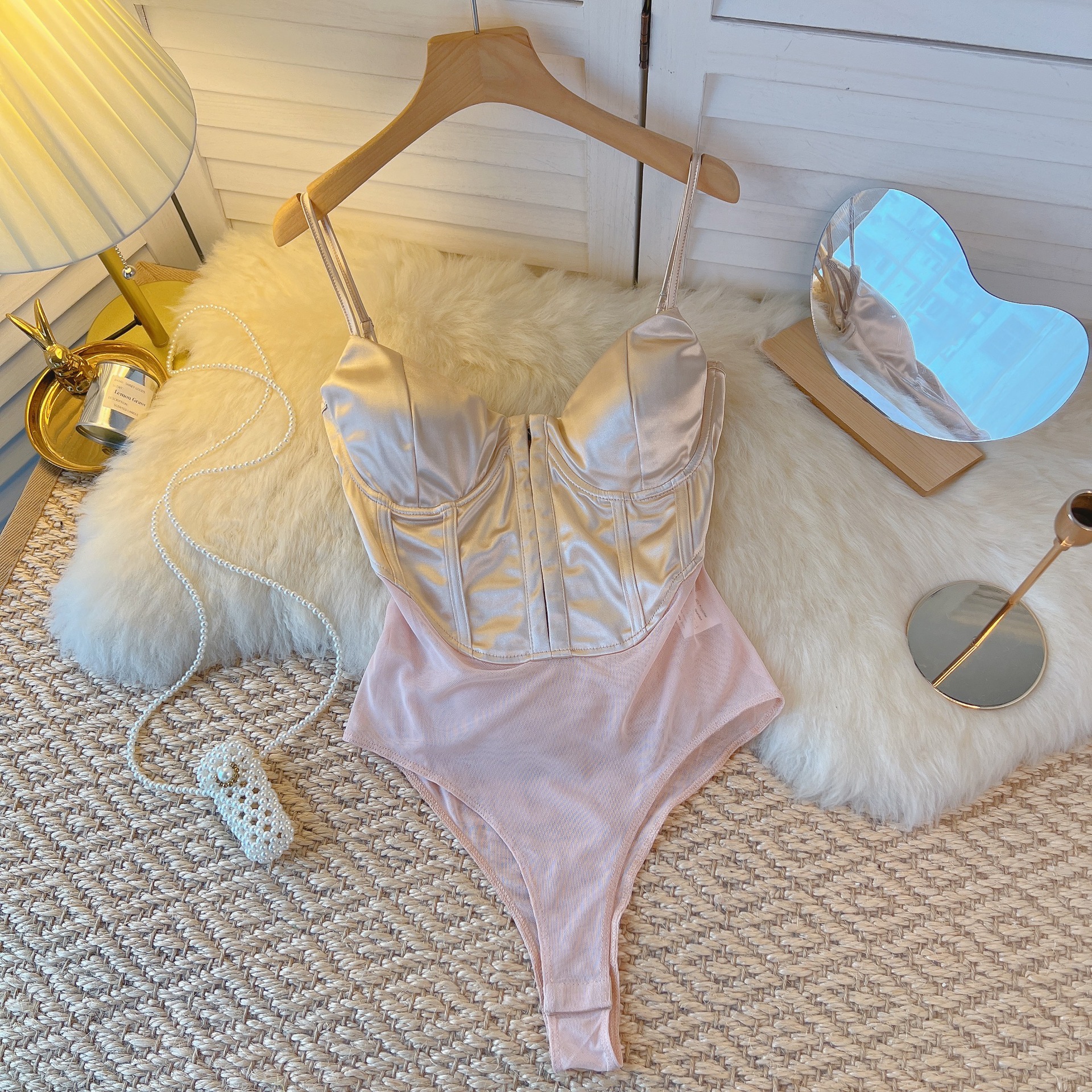 纯欲辣妹风抹胸吊带睡衣别致设计感连体裤修身热辣露肩气质背心女