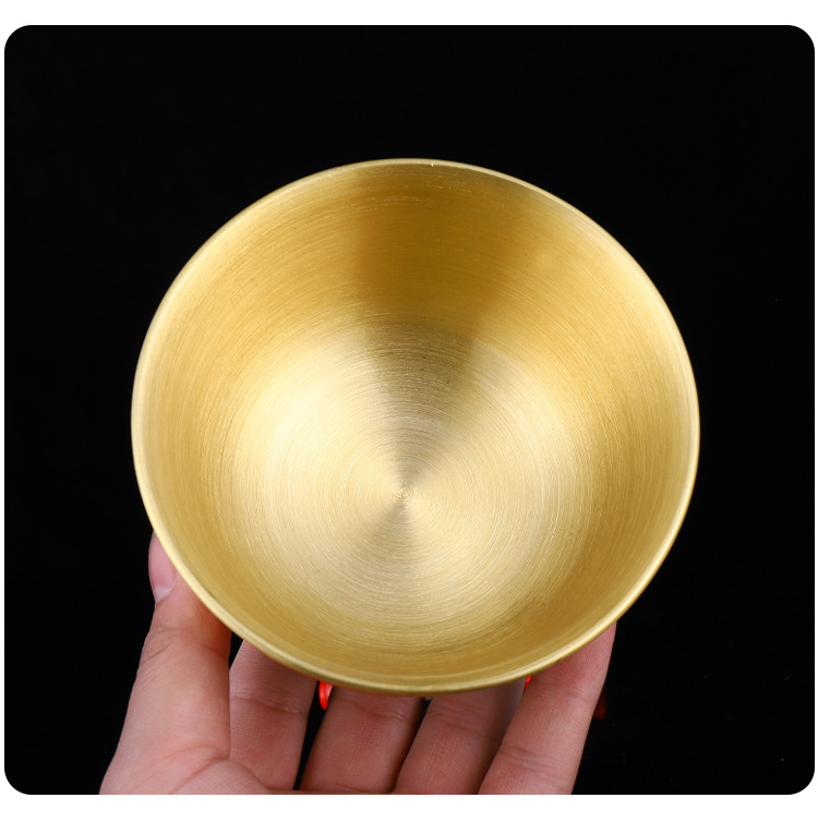 黄铜手工一体铜碗纯铜加厚家用饭碗摆件供佛供斋铜碗金饭碗聚宝盆