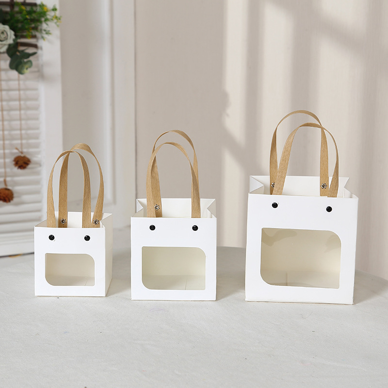 Simple Gift Bag Spot Ins Internet Celebrity Baking Bag Cake Square Bottom Kraft Paper Bag Gift Portable