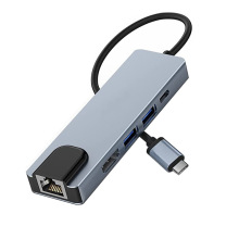 type-c扩展坞转hdmi usb hub 百兆2.0网卡五合一笔记本电脑转换器