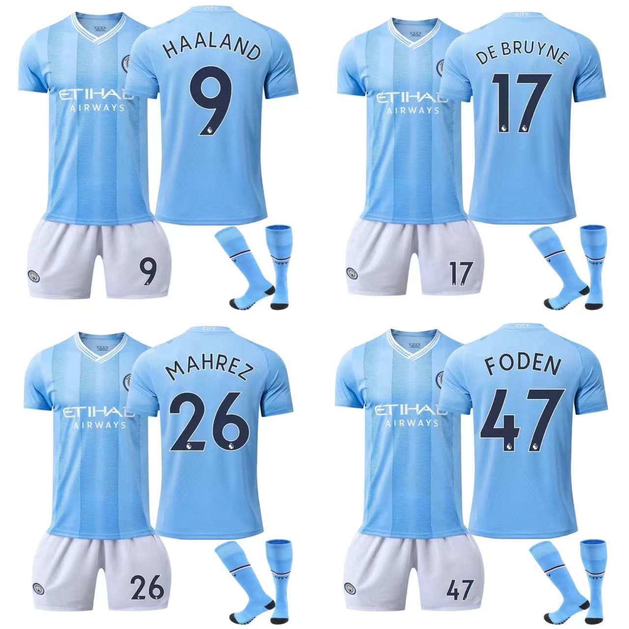 23-24曼城球衣主场9号哈兰德47号福登成人儿童足球服套装 球袜