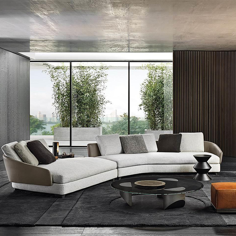意大利弧形布艺沙发意式极简劳森沙发高端简约别墅大平层客厅家具