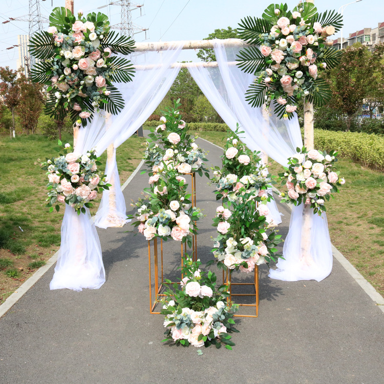 新款婚庆白桦木拱门四方木拱门架子花门喜亭户外道具摆件田园婚礼