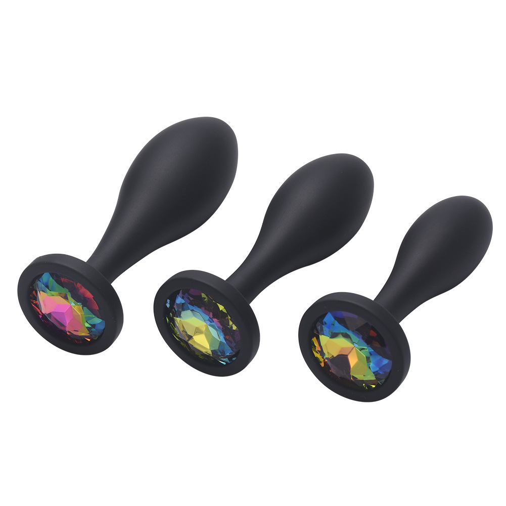 New Water Droplets， Black Silicone Back Court Large， Medium and Small Butt Plug Sex Toys Foreign Trade South Africa Alternative Adult Toys