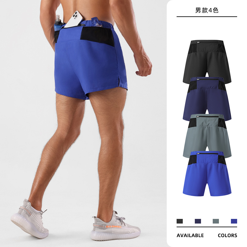 Summer Exercise Shorts Men's Quick-Drying Fitness Shorts Anti-Exposure Double Layer Track and Field Marathon Running Shorts Men