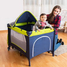 厂家批发折叠婴儿床 功能性游戏床便携双层 婴儿床现货