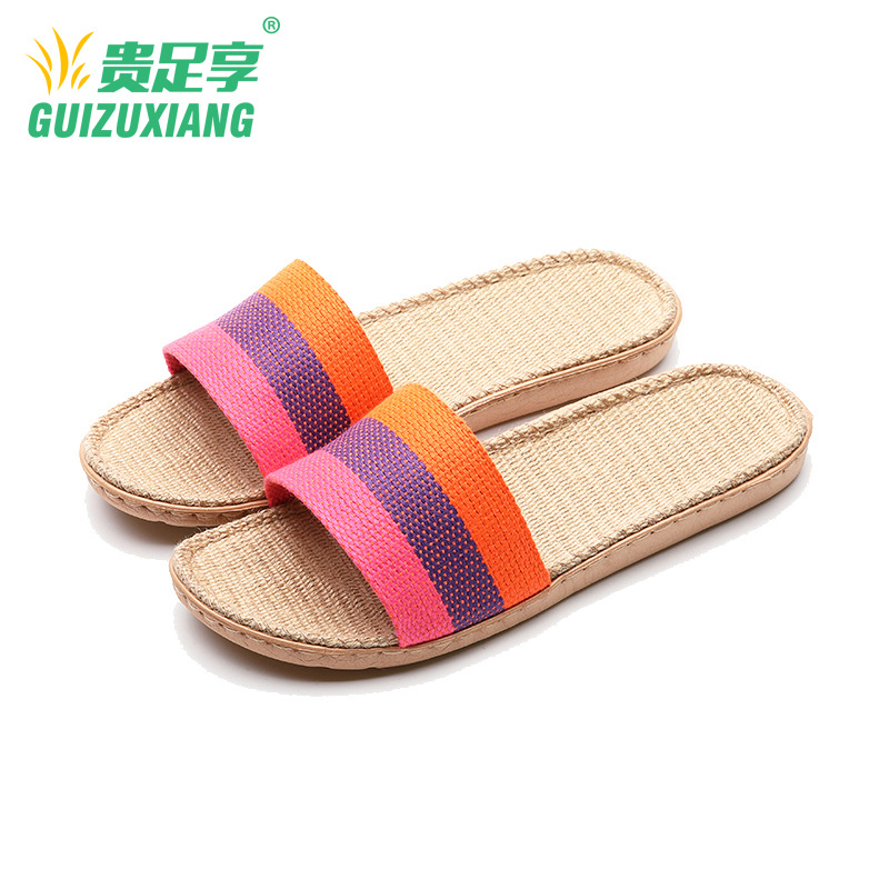 Linen Slippers Summer Couple Sweat-Absorbent Slippers Eva Home Slippers Slippers Wholesale Factory Inventory