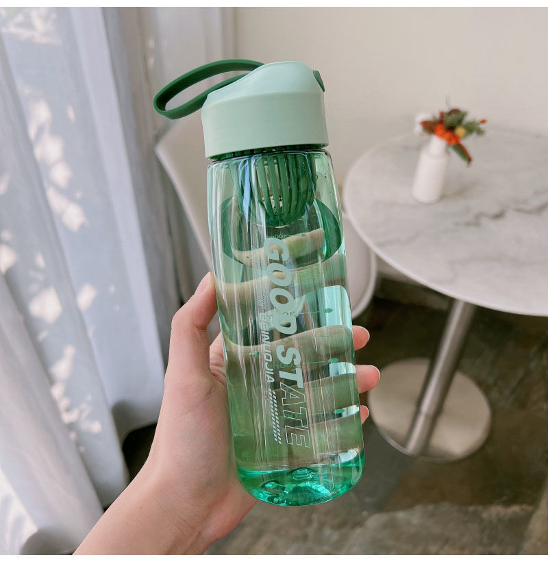 INS Water Cup Men's and Women's Student Water Bottle Portable Strainer Tumbler Sports Bottle Tea Cup Fall Protection Strap Scale Plastic Cup