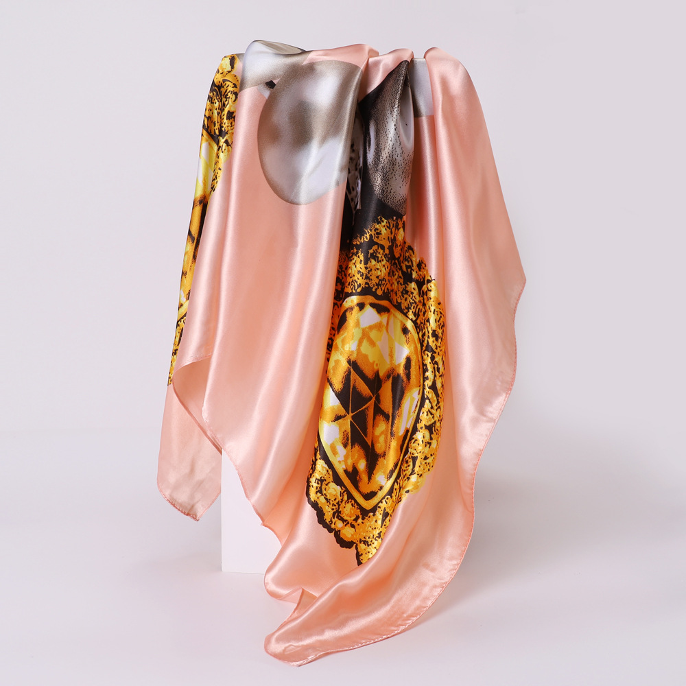 Spring and Autumn Thin Elegant Jewelry Printed Artificial Silk Large Kerchief Women's Summer Outwear Cold-Proof Shawl Outer Match Decoration